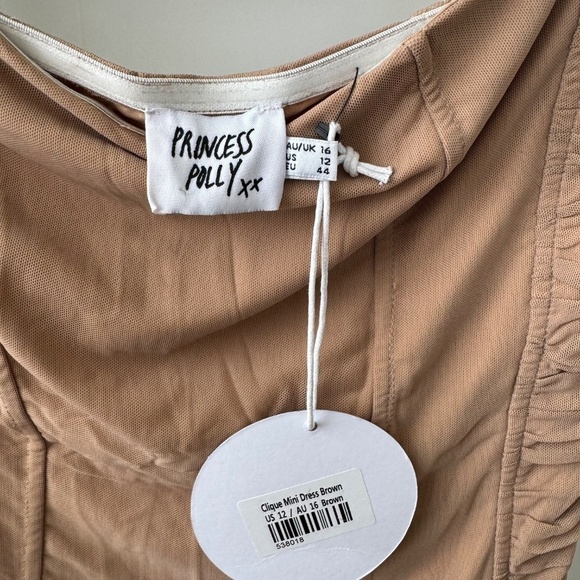 NWT PRINCESS POLLY Clique Bodycon Mini Dress Brown - Picture 7 of 7